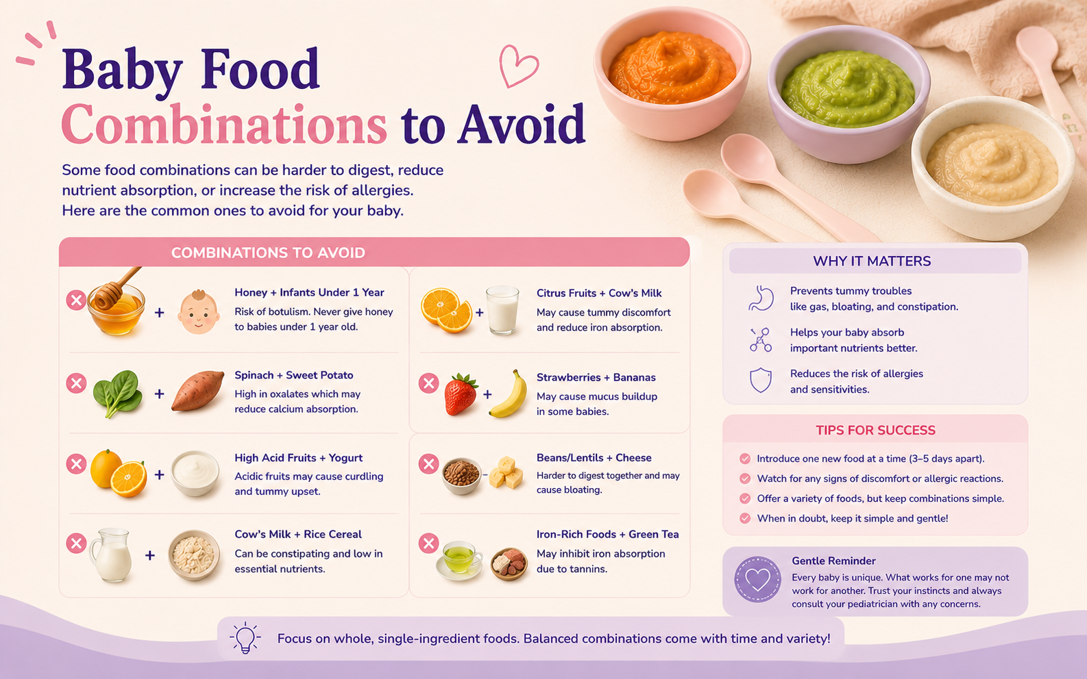 Baby food combinations to avoid