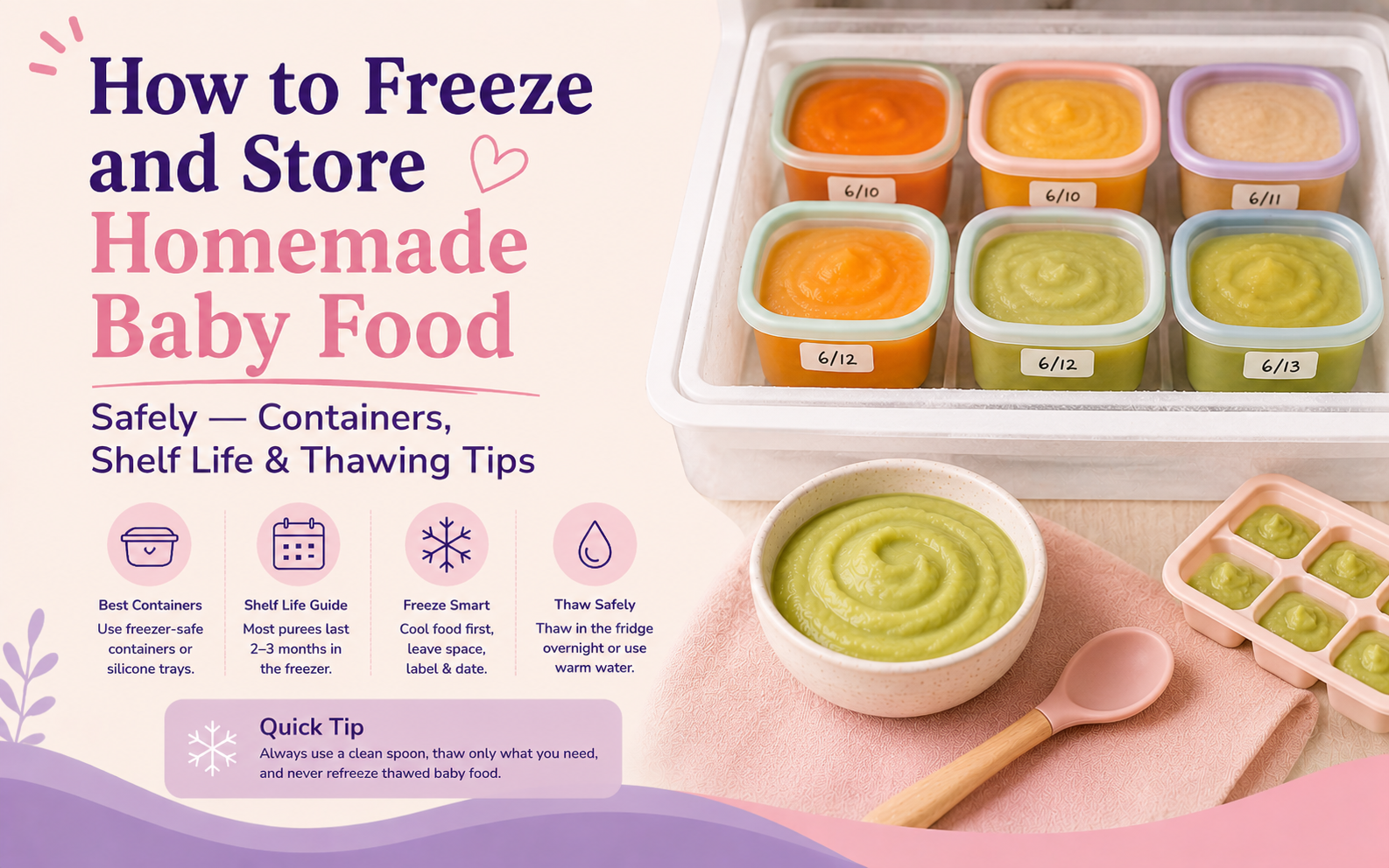 How to freeze and store homemade baby food safely